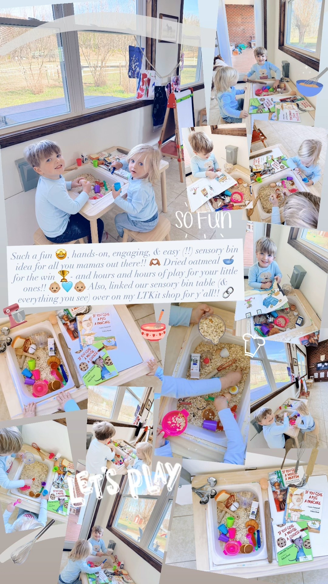 Such a fun 🤩, hands-on, engaging, & easy (!!) sensory bin idea for all you mamas out there!! 🫶🏽 Dried oatmeal 🥣 for the win 🏆- and hours and hours of play for your little ones!! 👶🏼🩵👶🏼 Also, linked our sensory bin table (& everything you see) over on my LTKit shop for y’all!! 🔗

#LTKmorningroutine #LTKmomlife #LTKKids