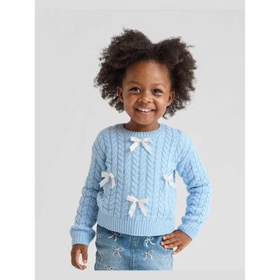 The Children's Place Toddler Girls Long Sleeve Bow Cable Knit Sweater | Target