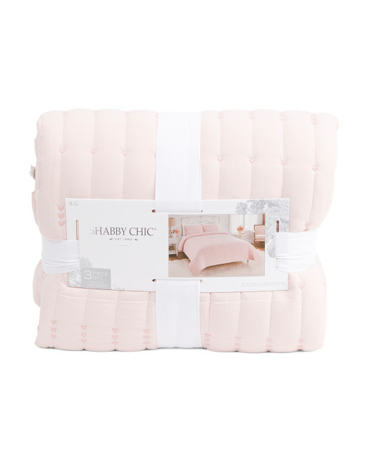 Embroidered Little Hearts Quilt Set | TJ Maxx