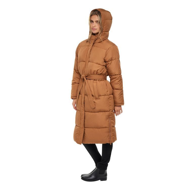 Women's Long Puffer Jacket Coat with Hood - S.E.B. By SEBBY | Target