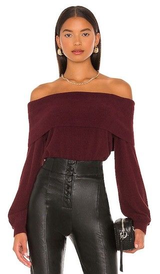 BLACK Fuzzy Sweater in Wine | Revolve Clothing (Global)