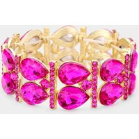 Fuchsia Bracelet, Hot Pink Bracelet, Hot Pink Prom Tear Drop Stretch Bracelet | Etsy (US)