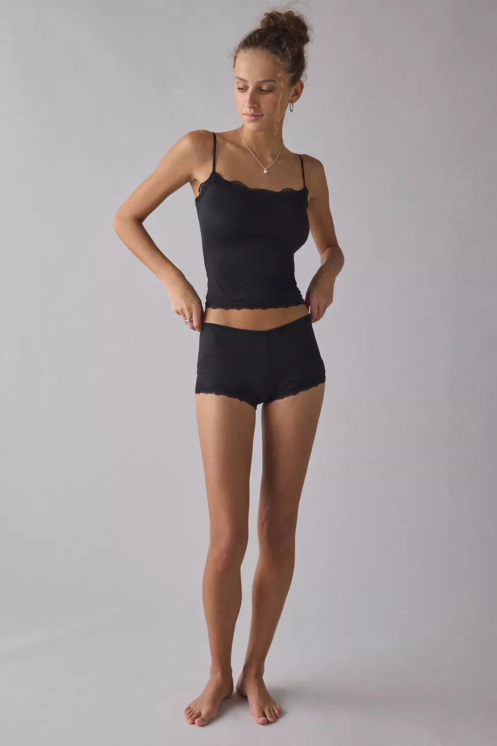 Out From Under Elise Lace Trim Cami + Micro Shorts PJ Set | Urban Outfitters (US and RoW)