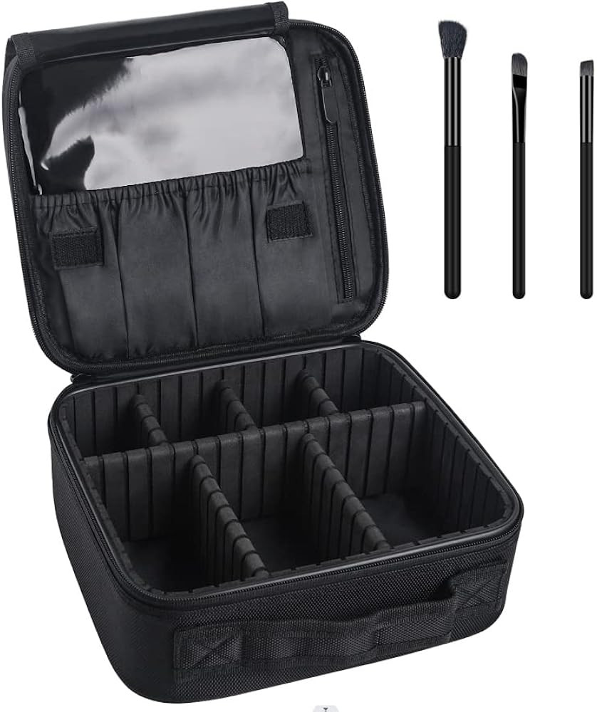 DISEN Makeup Bag Organizer, Travel Makeup Bag with Extra 3 Brushes, Adjustable Dividers, Makeup B... | Amazon (US)