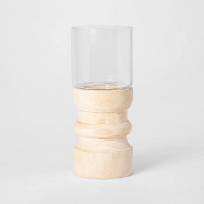 Wood & Glass Hurricane Candle Holder Natural/Clear - Threshold™ | Target