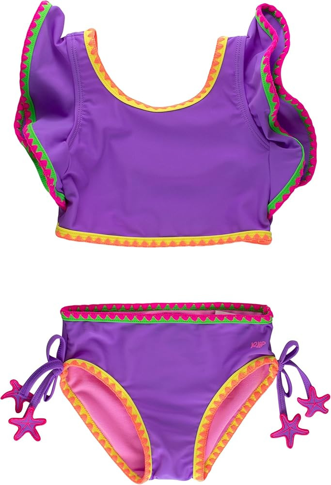 RuffleButts Girls UPF50+ Crochet Detail Butterfly Tankini 2-Piece Swimsuit | Amazon (US)