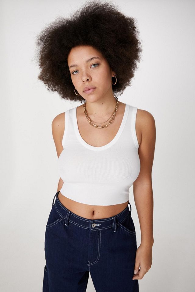 UO Leia Scoop Neck Ribbed Tank Top | Urban Outfitters (US and RoW)