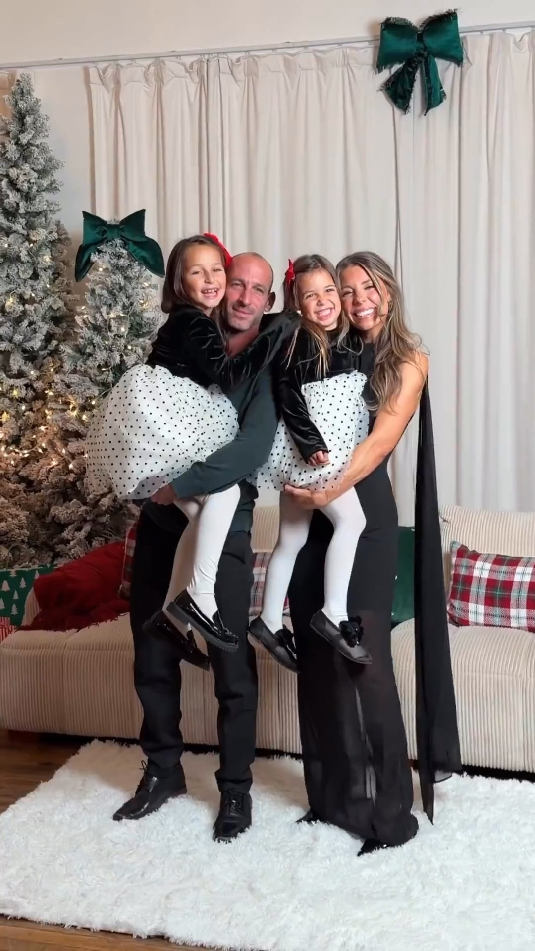 Family Christmas photos outfits!! TJ Maxx Polka dot dresses for the girls and size 2 club London black sheer dress for me! 

#LTKHoliday #LTKmomlife #LTKCyberWeek