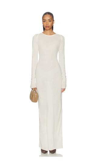 SKIMS Sheer Cashmere Long Sleeve Maxi Dress in White. - size M | Revolve Clothing (Global)
