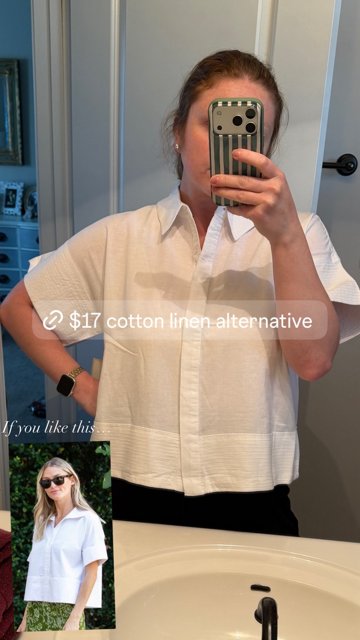 Julia Amory dupe. $17 cotton blend top. Look for less

#LTKmomlife #LTKootd