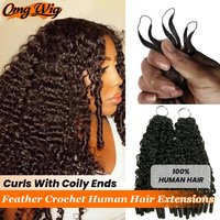 The 3rd Generation French Curly Soft Crochet Feather Braids Hair 100% Human Hair Extensions With Spiral Coily Ends For Women | AliExpress (US)