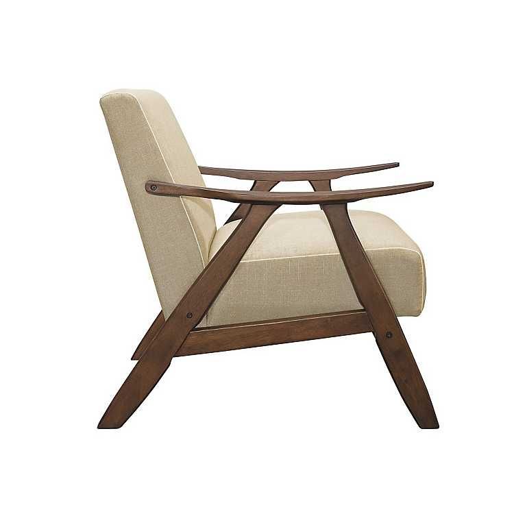 Beige Mid-Century Hazel Wood Frame Accent Chair | Kirkland's Home