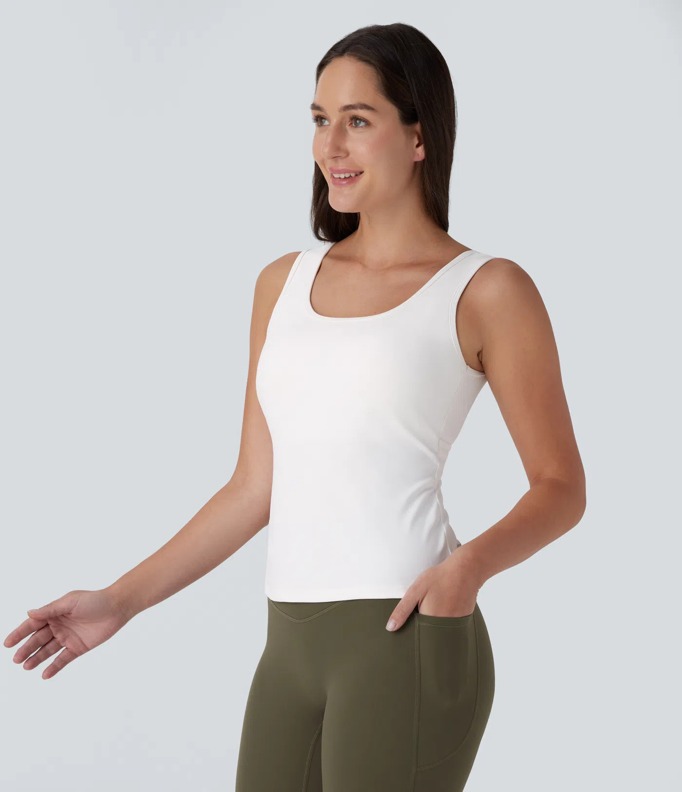 Women’s U Neck Crossover Yoga Tank Top-Longer Length - Halara | HALARA
