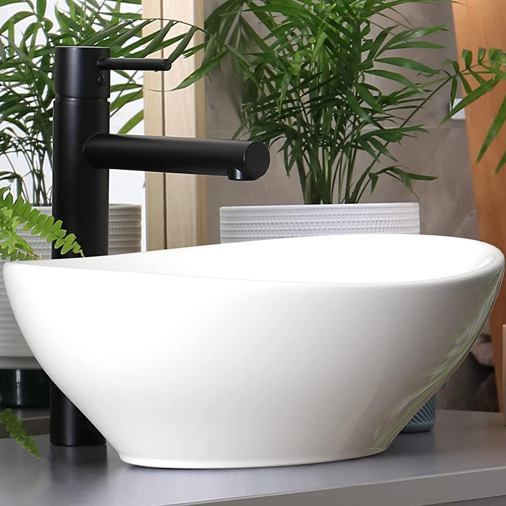 Waschbecken24 | Waschbecken Oval | Waschbecken klein | Aufsatzwaschbecken mit Lotus-Effekt für d... | Amazon (DE)