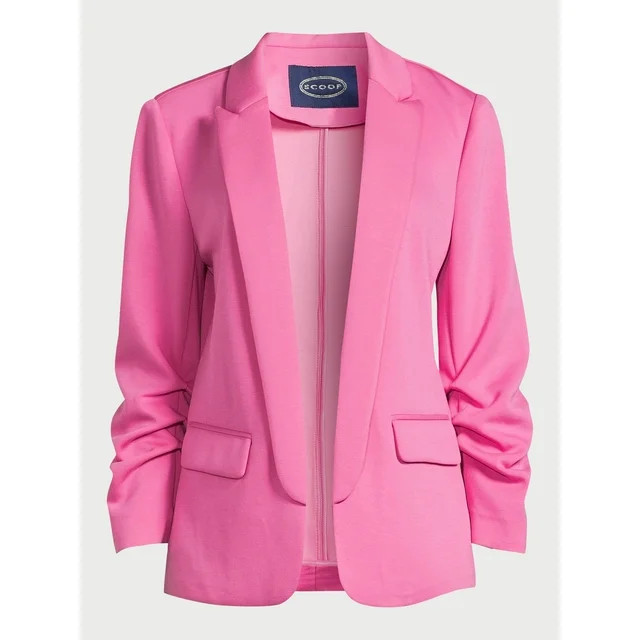 Scoop Women's Relaxed Scuba Knit Blazer with Scrunch Sleeves, Sizes XS-XXL | Walmart (US)