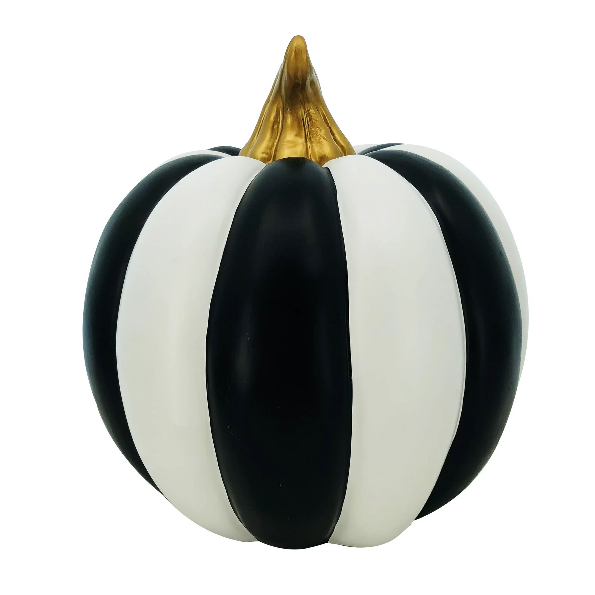 Halloween Black & White Striped Resin Pumpkin Decoration, 14 in, by Way To Celebrate | Walmart (US)
