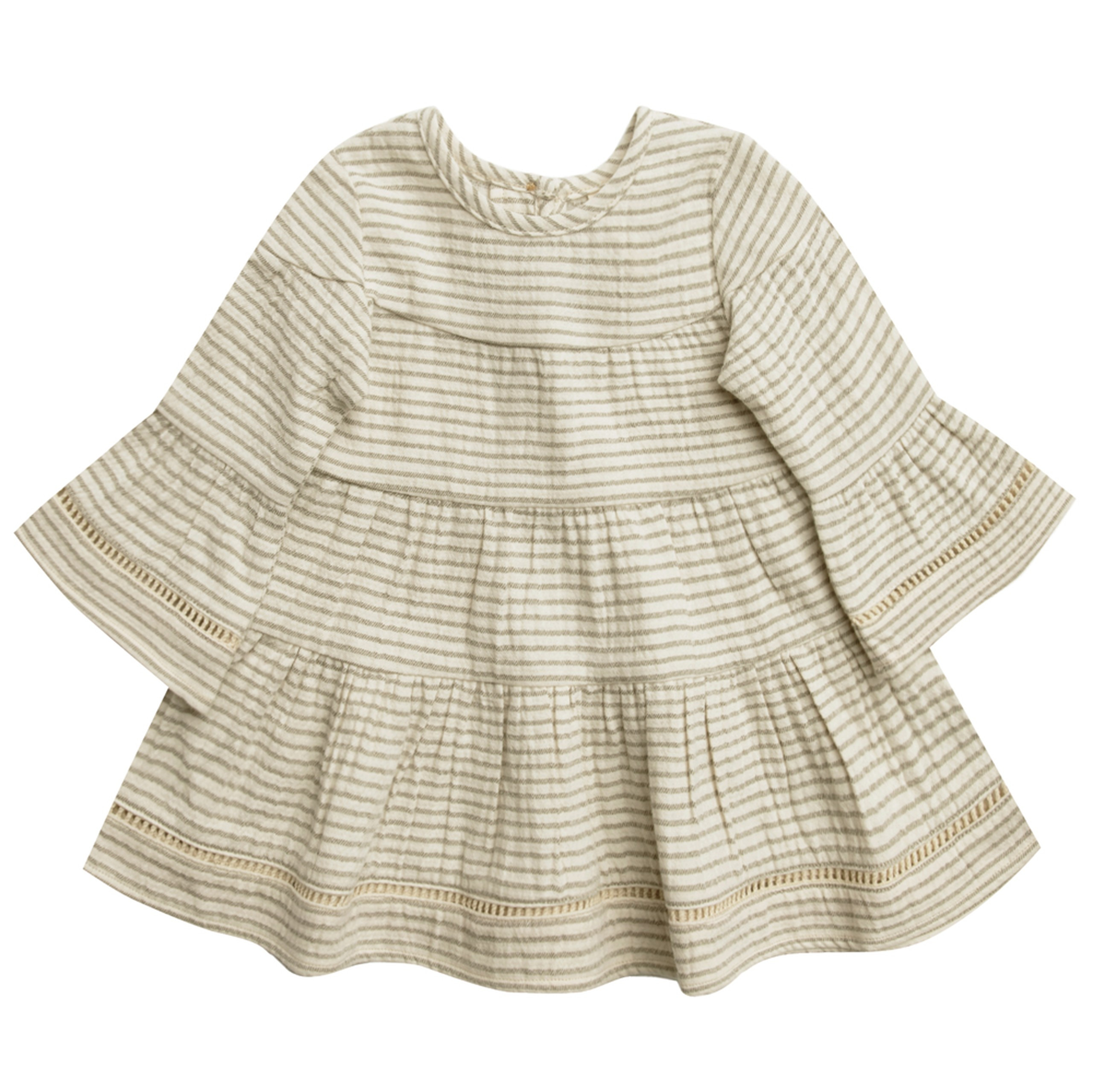 Organic Cotton Belle Dress, Basil Stripe | SpearmintLOVE