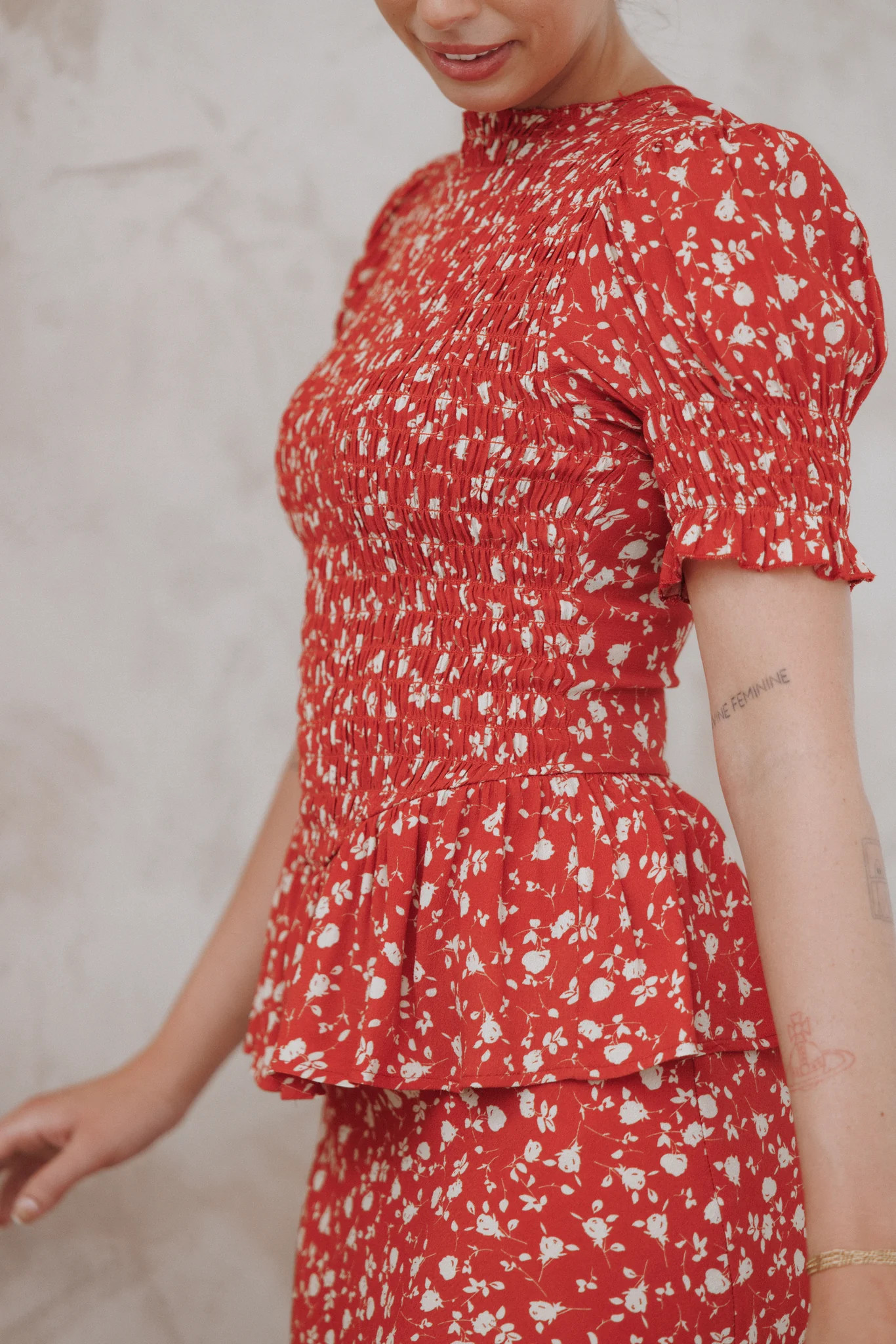 Zoella Peplum Top - Red Floral | Petal & Pup (US)