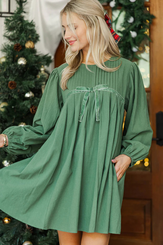 The Gathered Moment Emerald Babydoll Dress | The Mint Julep Boutique