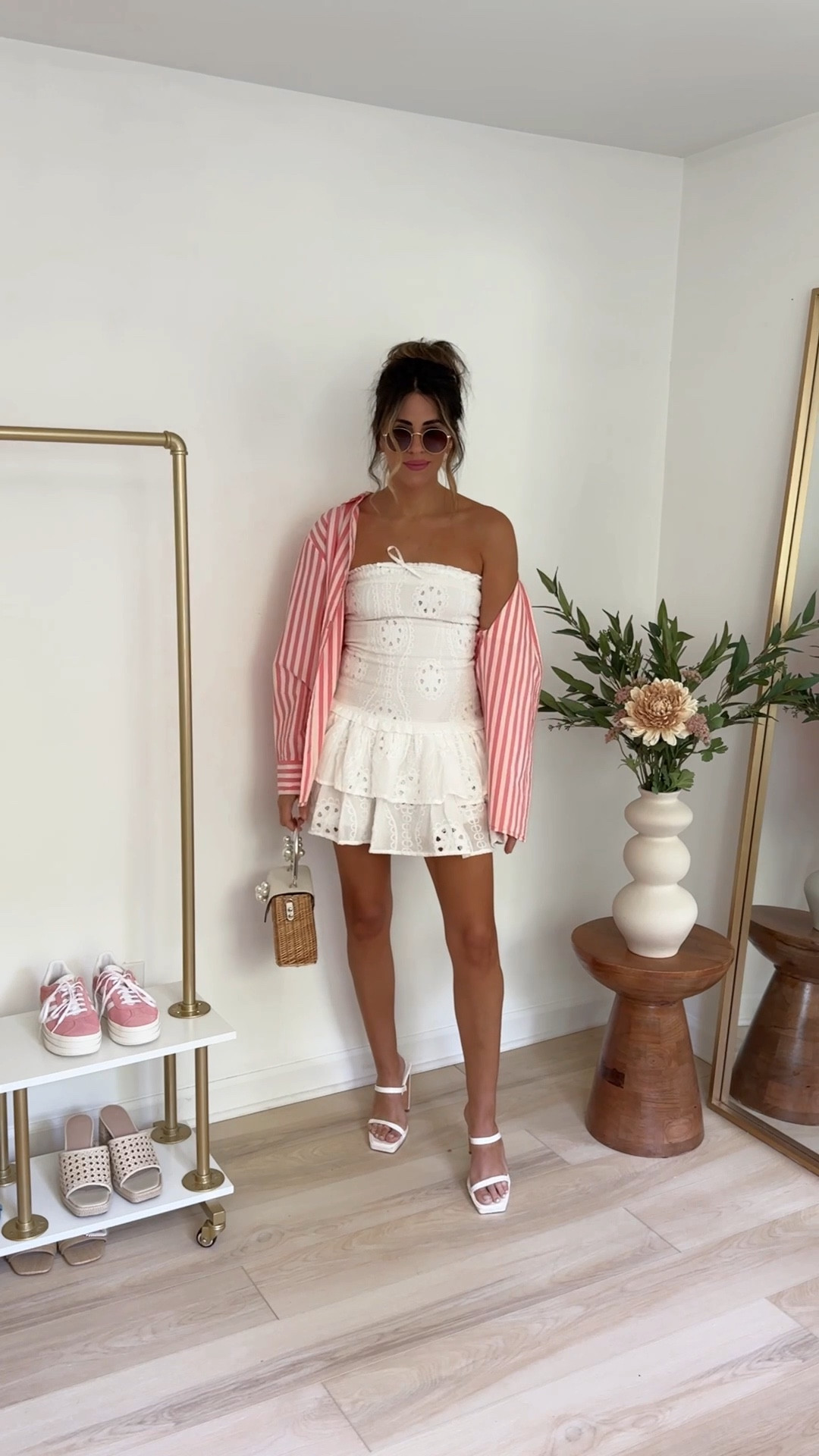 Summer outfits you'll actually wear... wearing size small in the dress and size medium in the button down 

White mini dress | eyelet dress 

#LTKStyleTip #LTKVideo #LTKFindsUnder100