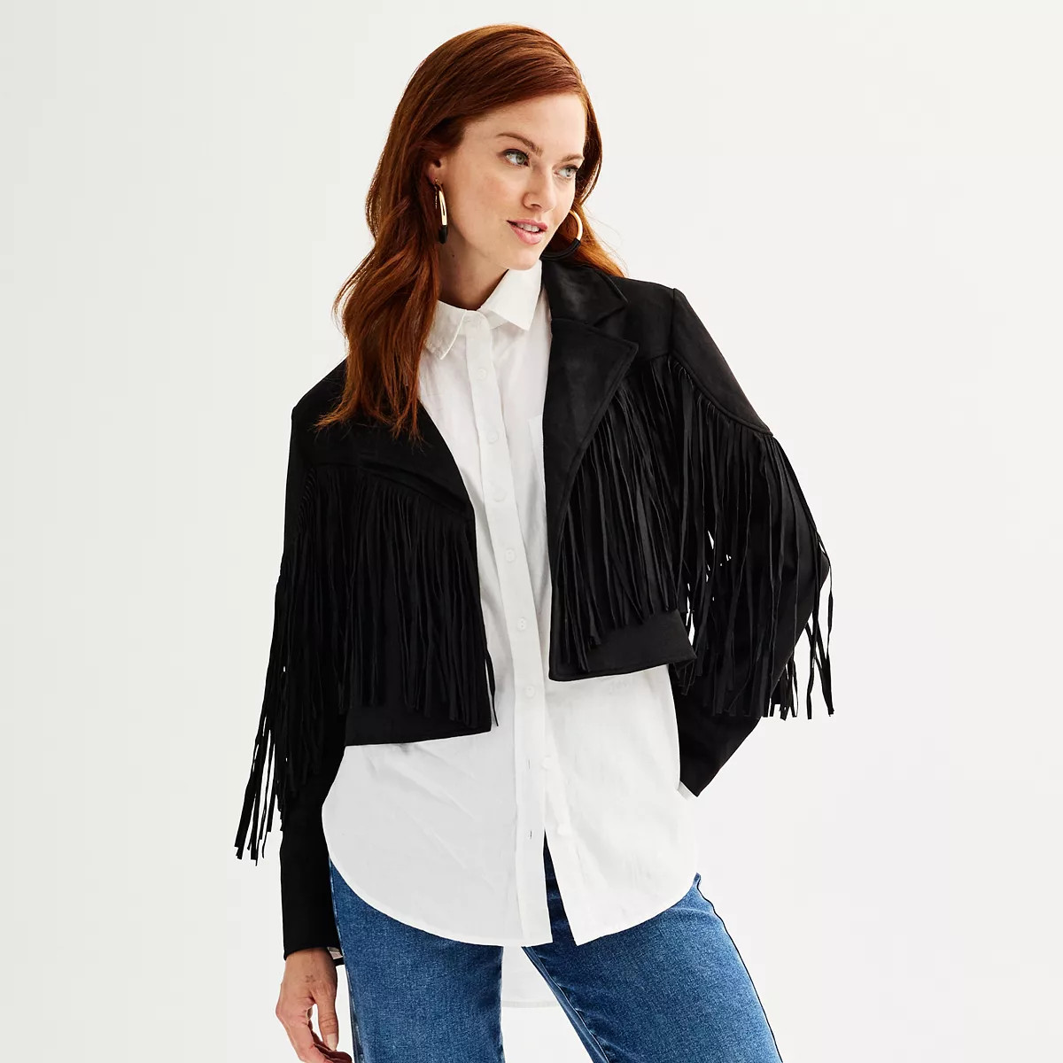 Women's Catherine Malandrino Fringe Faux-Suede Jacket | Kohl's