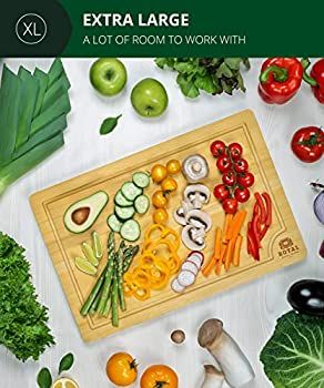 Bamboo Cutting Board with Juice Groove - Kitchen Chopping Board for Meat Cheese and Vegetables | ... | Amazon (US)