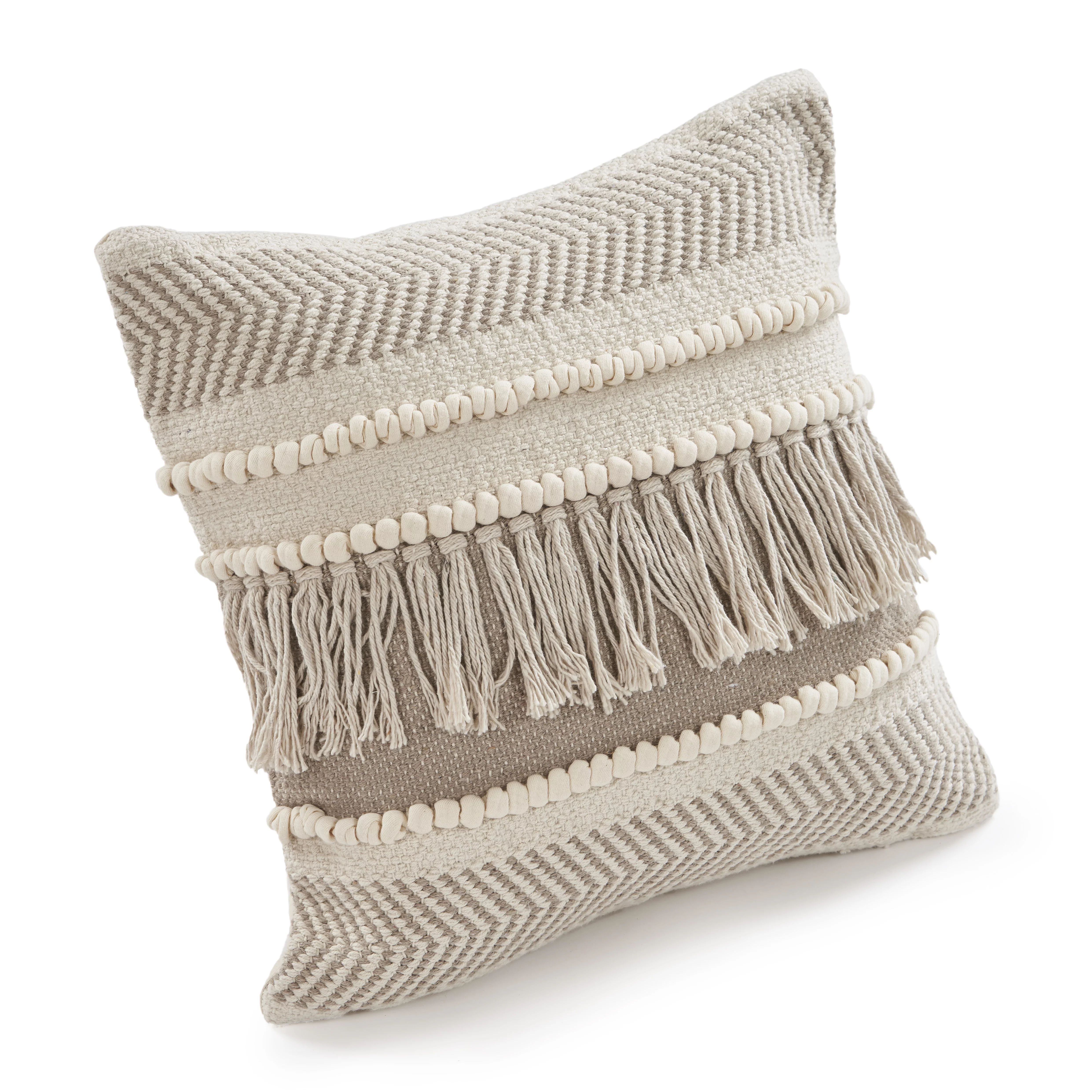 Woven Paths Beige Over tufted Farmhouse Throw Pillow - Walmart.com | Walmart (US)