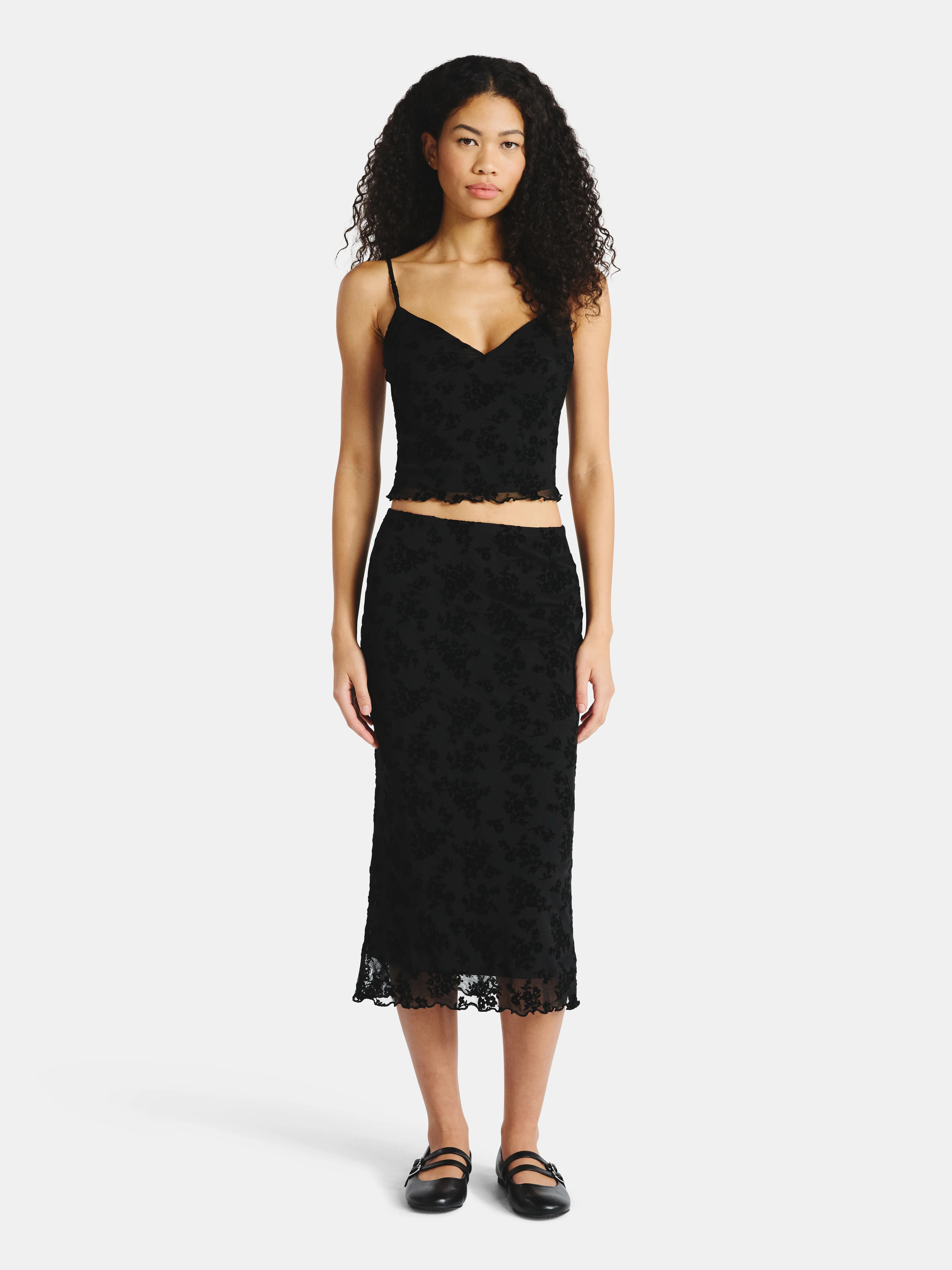 No Boundaries Mesh Cami and Midi Skirt Set, 2-Piece, Women's | Walmart (US)