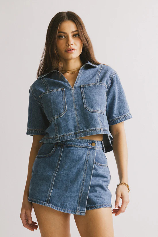 Rhia Denim Mini Skort | Böhme US