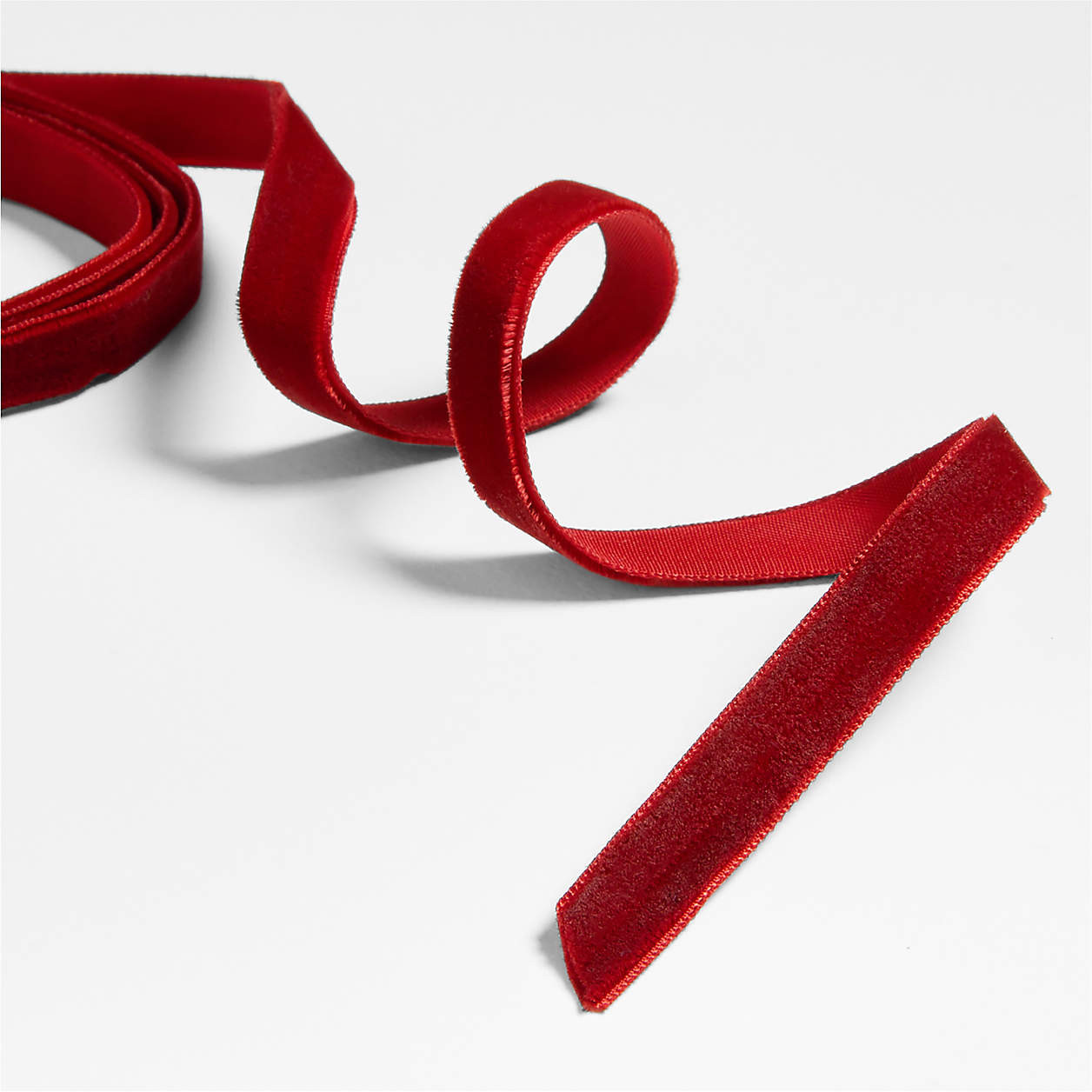 Deep Red Velvet Holiday Ribbon 3/8" + Reviews | Crate & Barrel | Crate & Barrel