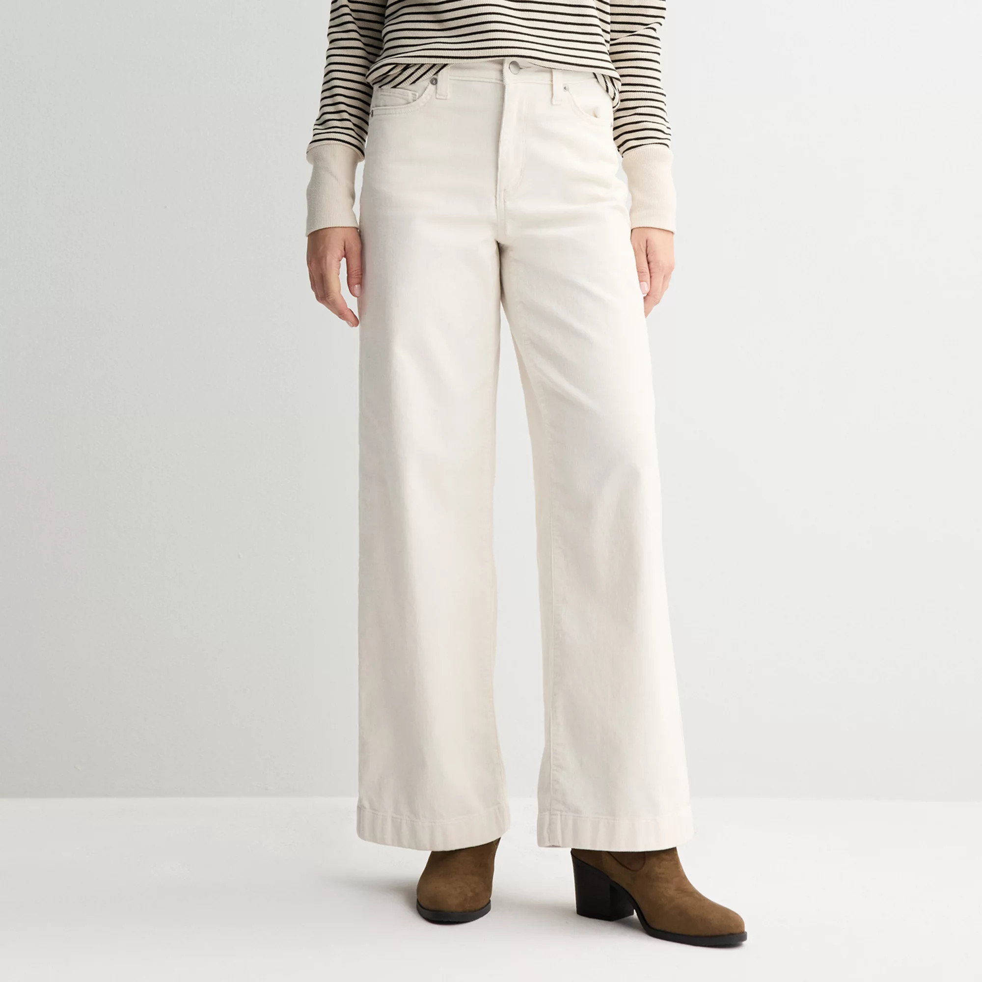 Women's Sonoma Goods For Life® High Rise Wide Leg Corduroy Pants, Size: 14, Ivory Silk | Kohl's