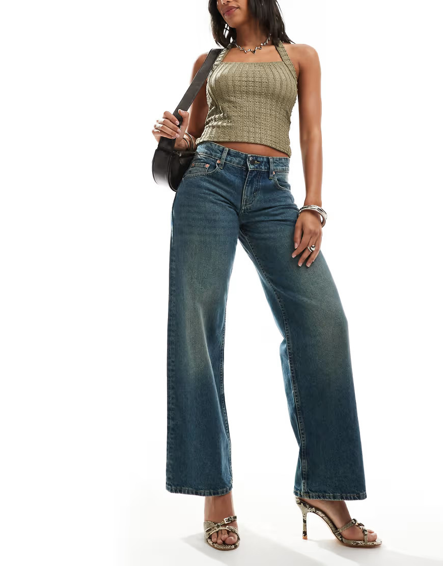 Motel Parallel low rise jeans in steel blue | ASOS (Global)