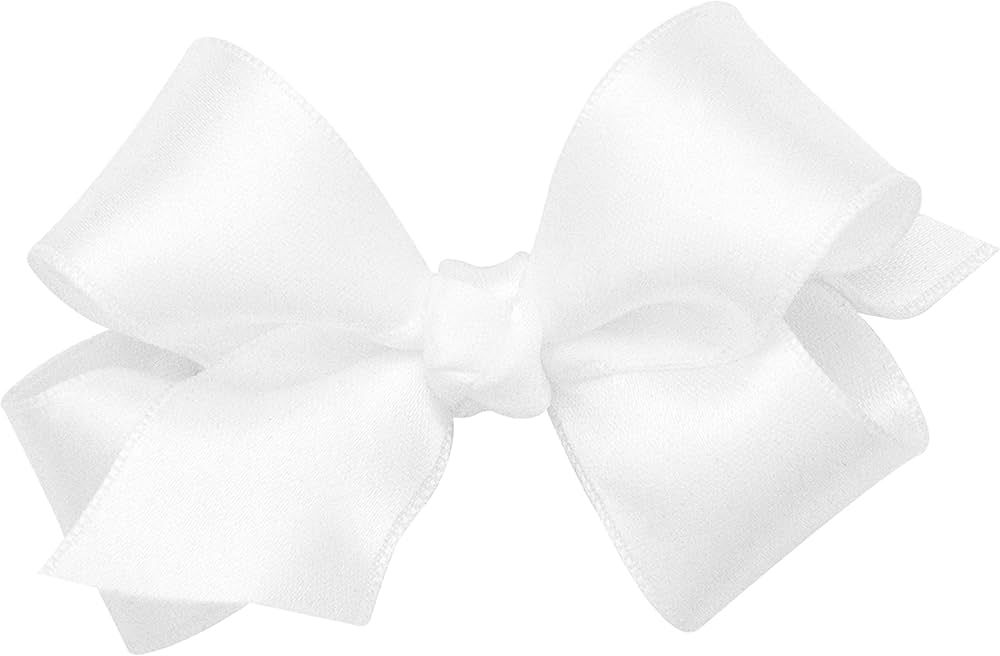 Wee Ones Girls' Classic French Satin Hair Bow on a WeeStay Clip with a Knot Wrap Center, Mini, Wh... | Amazon (US)