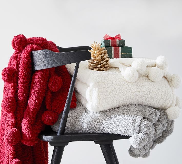 Cozy Pom Pom Sherpa Throws | Pottery Barn (US)