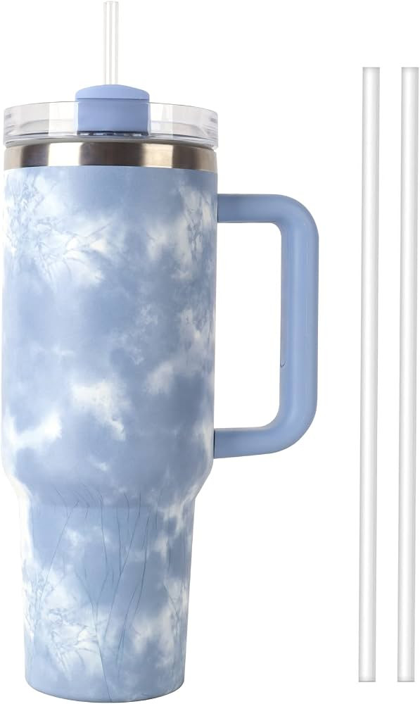 40 oz Tumbler with Handle, 2.0 Reusable Vacuum Tumbler, Insulated Tumbler With Lid and Straws, In... | Amazon (US)