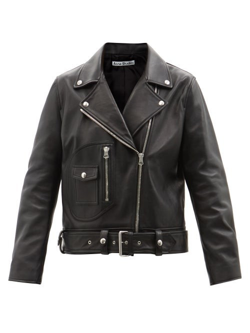 Acne Studios - Belted Leather Biker Jacket - Womens - Black | Matches (US)