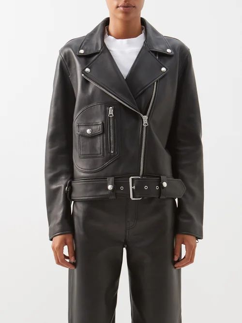 Acne Studios - Belted Leather Biker Jacket - Womens - Black | Matches (US)
