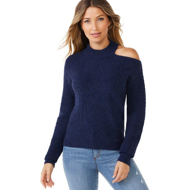 Sofia Jeans by Sofia Vergara Women's Cutout Cable Sweater - Walmart.com | Walmart (US)