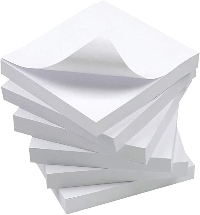 White Sticky Notes, 6 Pads, 3 X 3 Inch, 100 Sheets/Pad, Self-Stick Notes Pads, Easy Post Notes fo... | Amazon (US)