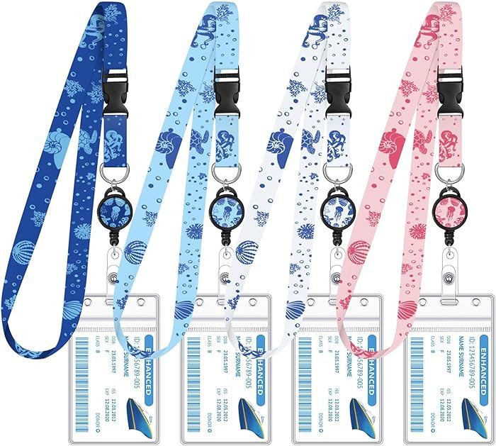 4 Pack Cruise Lanyard for Ship Cards Lanyards with Retractable Badge Reels and Waterproof ID Badg... | Amazon (US)