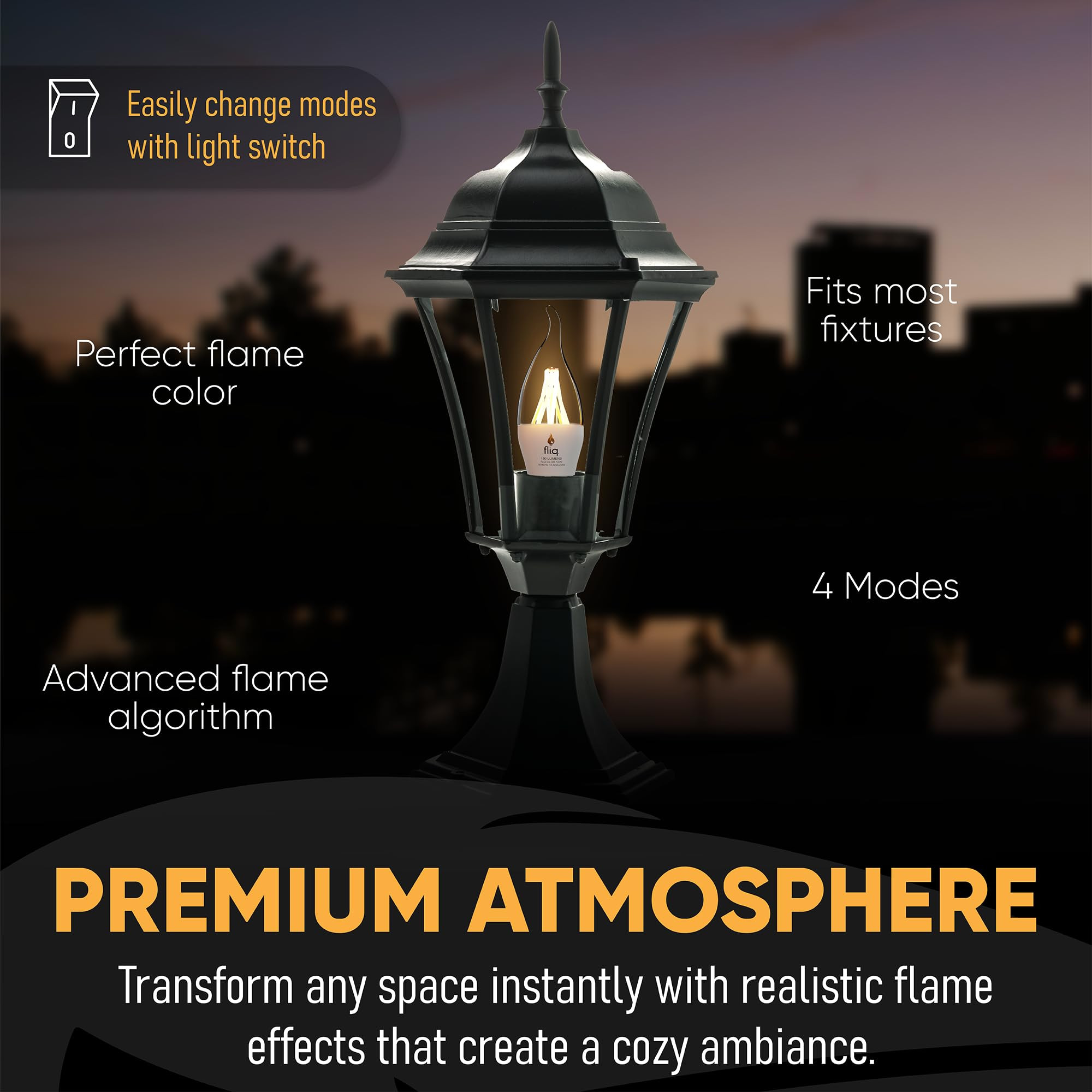 Fliq | LED Flame Light Bulb | 2 Pack | 2W | 4 Modes | Flickering Flame Bulb | 2023 Release | (Min... | Amazon (US)