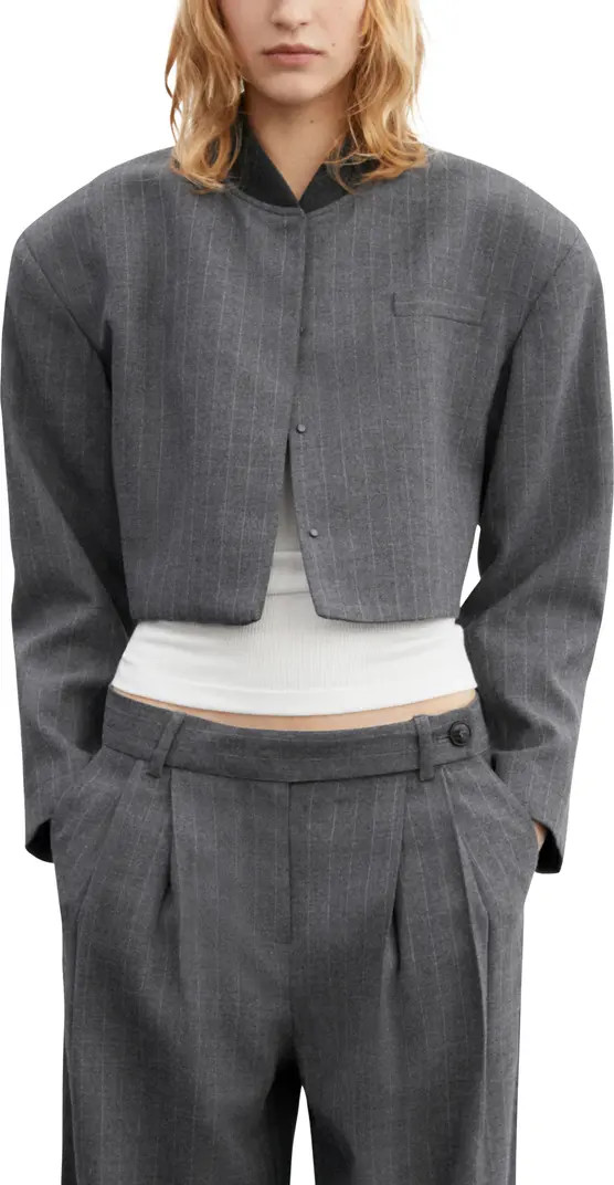 MANGO Pinstripe Crop Jacket | Nordstrom | Nordstrom
