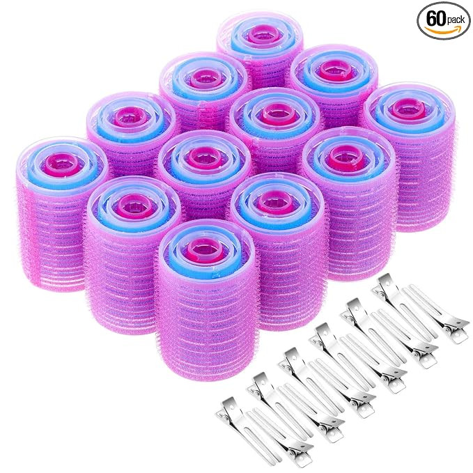 Anezus Self-Grip Rollers Set - 60 Pcs Multicolored Curlers and Clips for Hairstyling | Amazon (US)