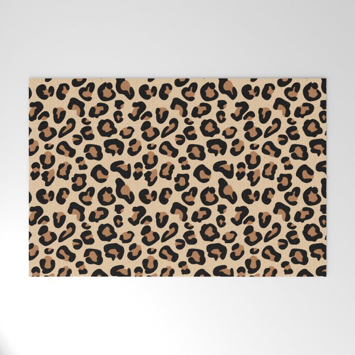 Leopard Print, Black, Brown, Rust and Tan Welcome Mat | Society6