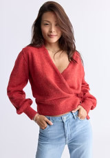 Jadis Women’s Long Sleeve Wrap Sweater, Red - SW0099H | Buffalo David Bitton
