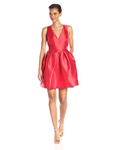 ERIN erin fetherston Women's Silk Fit and Flare Devon Dress, Vermillion, 4 | Amazon (US)