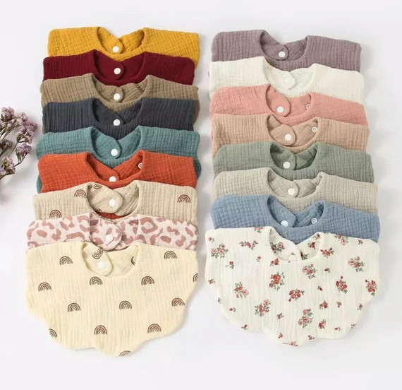 Cotton Flower Shape Baby Bib Muslin Bibs Boho Baby Dribble Bib - Etsy UK | Etsy (UK)