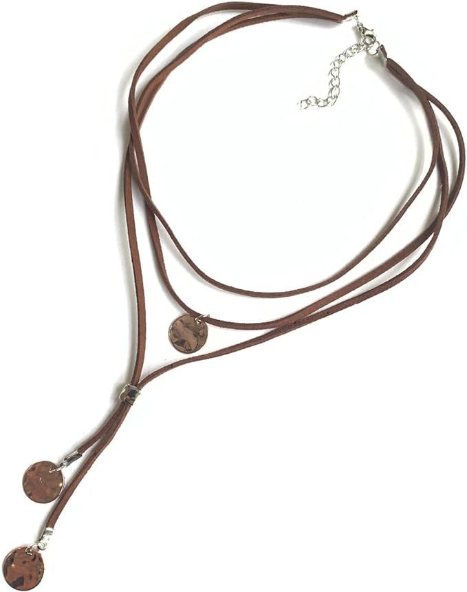 Boho Layered Necklaces for Women,Black Brown Suede Choker Necklace for Women Teen Girls Boho Jewe... | Amazon (US)