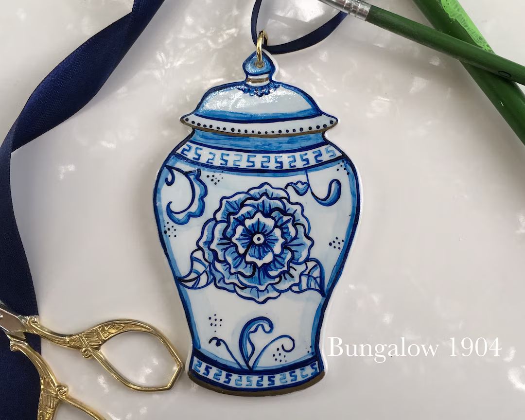 Ginger Jar Ornament Chinoiserie Ornament Blue and White - Etsy | Etsy (US)