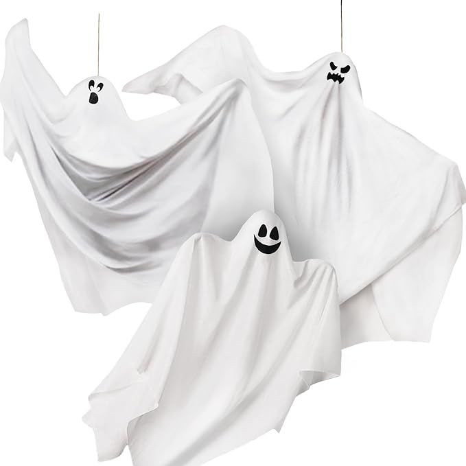 JOYIN 3 Pack Halloween Hanging Ghosts Decorations Outdoor, Mix Size Halloween Ghost Decor, Flying... | Amazon (US)